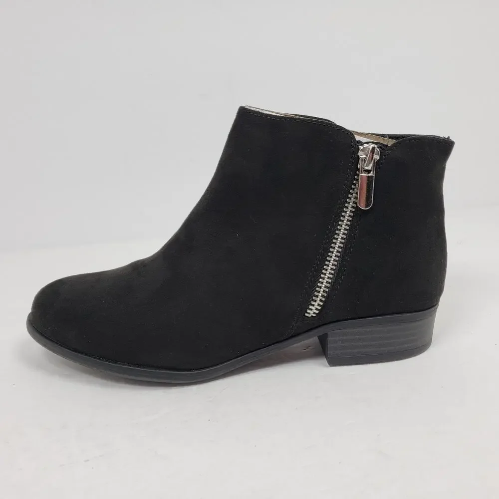 Sonoma Goods For Life Osmona Girls Size 4Y Black Side Zip Ankle Bootie Boots